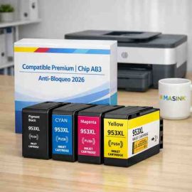Pack ahorro 4 cartuchos compatibles HP 953XL con chip AB3 de máxima seguridad y negro pigmentado.