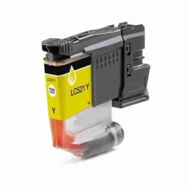 Cartucho de tinta compatible Brother LC521 amarillo de capacidad estándar en envase protector sellado con chip digital PRO instalado.