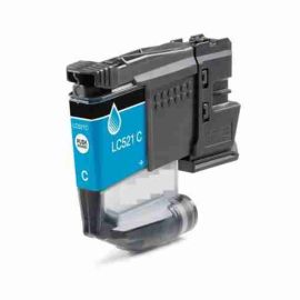 Cartucho de tinta compatible Brother LC521 cian de capacidad estándar en envase protector sellado con chip digital PRO instalado.