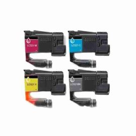 Pack de ahorro de 4 cartuchos de tinta compatible Brother LC521 en pack multicolor con chips digitales de alta precisión.
