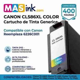 Cartucho de tinta compatible Canon CL586XL color de alta capacidad en envase protector sellado con chip digital PRO de última generación.