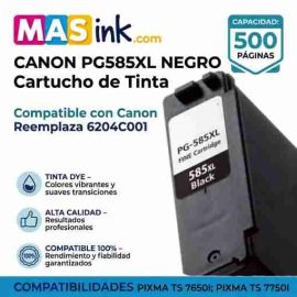 Cartucho de tinta compatible Canon PG585XL negro de alta capacidad en envase protector sellado con chip digital PRO de última generación.