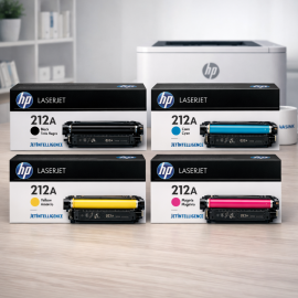 Pack ahorro 4 cartuchos de tóner originales HP 212A con tecnología JetIntelligence para serie Color LaserJet M550 y M570.