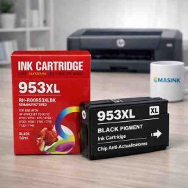 Tinta Pigmentada HP 953XL Negro (56ml). Calidad Profesional resistente al agua. Chip reforzado anti-firmware para OfficeJet Pro 8710, 7740. Envío 24h.