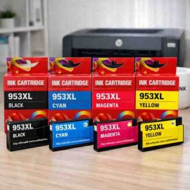 Pack ahorro 4 cartuchos de tinta compatibles HP 953XL Gama Profesional con negro pigmentado y chip anti-firmware.