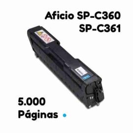 Ricoh Aficio SP-C360 SP-C361 Cian Cartucho de Toner Generico