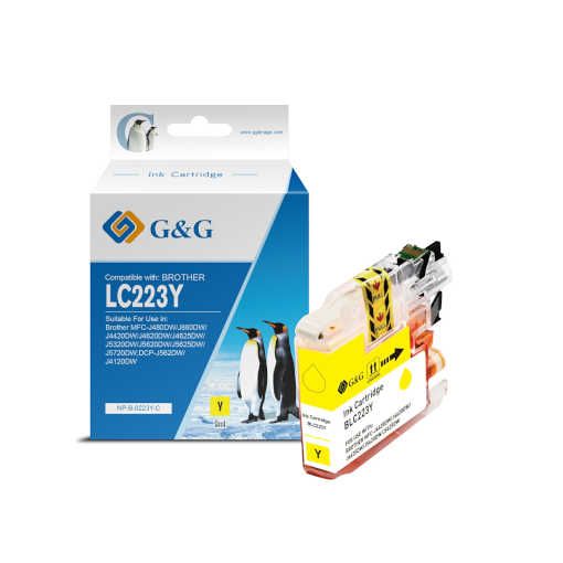 MASink Consumibles: Cartucho de Tinta G\u0026G Generico Brother Compatible LC223  LC221 Amarillo